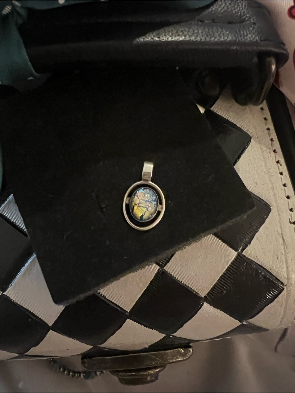 Handcrafted Oval Dichroic Glass Pendant